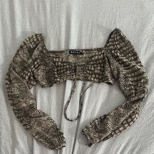 Motel Rocks Beige Snake Print Crop Top